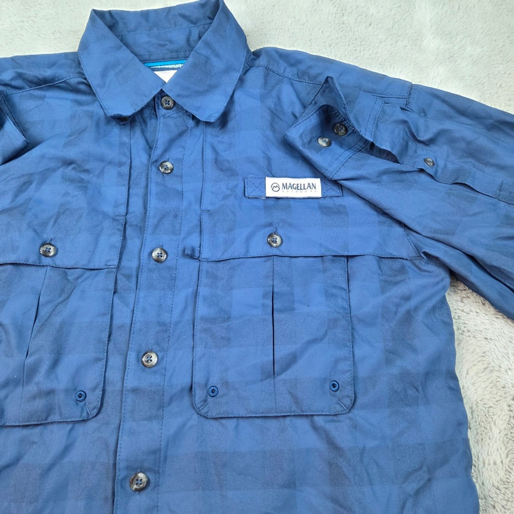 Magellan Outdoors Fish Gear Shirt Mens S Ventilated Long Sleeve Fishing Blue